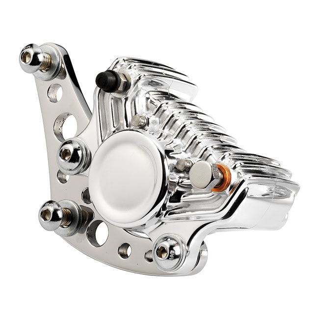 Kustom Tech Super Freni Front Caliper Bracket, Polished - Showa Fork Brake Caliper Brackets Kustom Tech