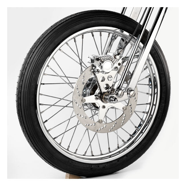 Kustom Tech Super Freni Front Caliper Bracket, Polished - Springer models Brake Caliper Brackets Kustom Tech