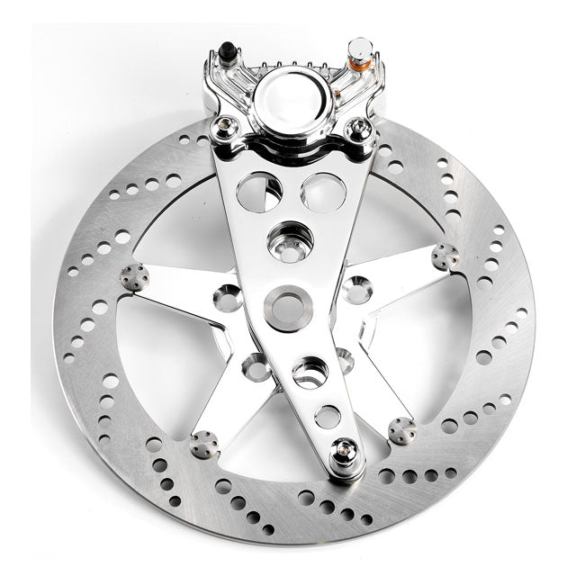 Kustom Tech Super Freni Rear Caliper Bracket, Polished - Swingarm Brake Caliper Brackets Kustom Tech
