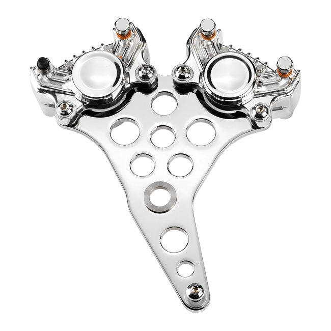 Kustom Tech Super Freni Rear Dual Caliper Bracket, Polished - Swingarm Brake Caliper Brackets Kustom Tech