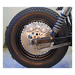 Kustom Tech Super Freni Rear Dual Caliper Bracket, Raw - Swingarm Brake Caliper Brackets Kustom Tech