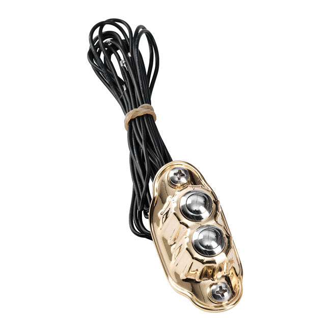 Kustom Tech Deluxe Handlebar Switch Dual Button, Polished Brass Switch Housings Kustom Tech