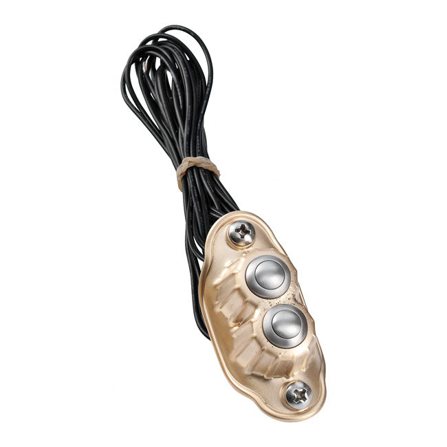 Deluxe Handlebar Switch Dual Button, Satin Brass Control Switch Housing Kustom Tech Default Title