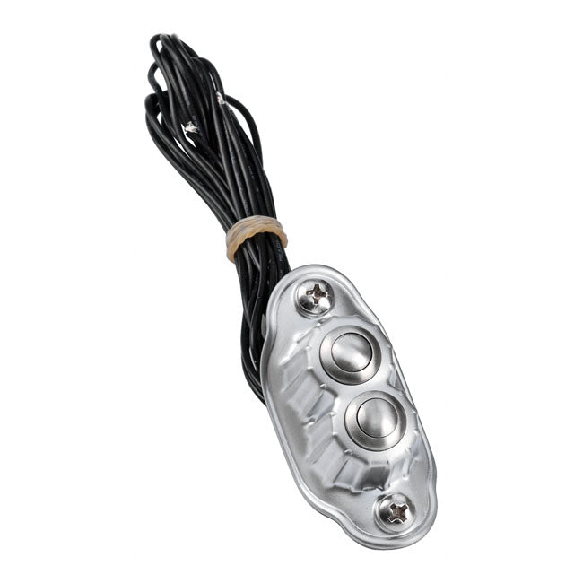 Deluxe Handlebar Switch Dual Button, Satin Chrome Control Switch Housing Kustom Tech