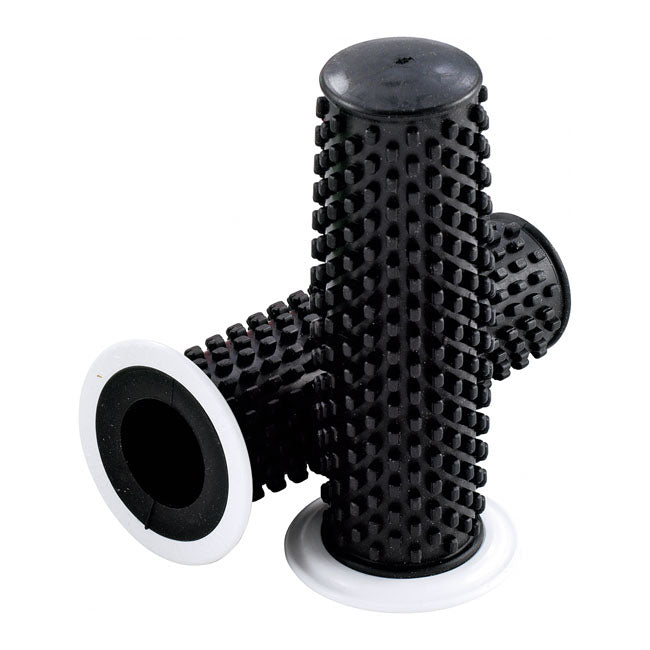Kustom Tech Kustom Grips, Black With White Flange Grips Kustom Tech