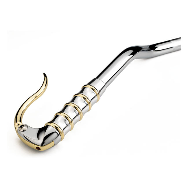 Kustom Tech Retro Line Inverted Control, Chrome With Brass Lever Polished Handlebar Control Kits Kustom Tech