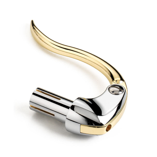Kustom Tech Retro Line Inverted Control, Chrome With Brass Lever Polished Handlebar Control Kits Kustom Tech