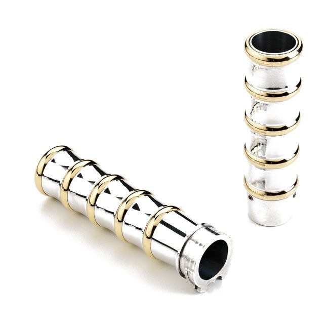 Kustom Tech Vintage Grips External Throttle, Aluminium & Brass Polished Grips Kustom Tech