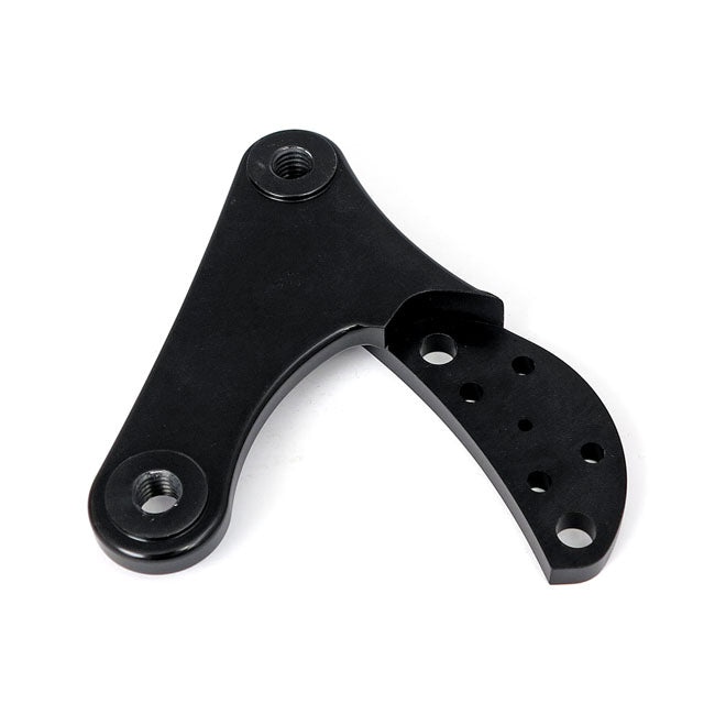Kustom Tech 2 Piston Caliper Mounting Bracket Left, Black - 84-99 Big Twin Brake Caliper Brackets Kustom Tech