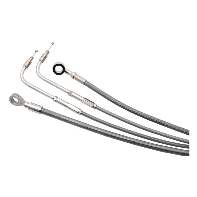 Burly Brand Cable Kit 14" Braided Stainless Steel Handlebar W/O Abs Apehanger Cable/Line Kits Burly Brand