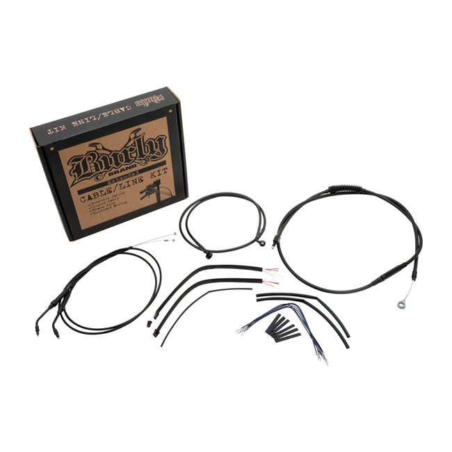 Burly Brand Cable Kit 12" Black Vinyl Stainless Steel Handlebar W/O Abs Apehanger Cable/Line Kits Burly Brand