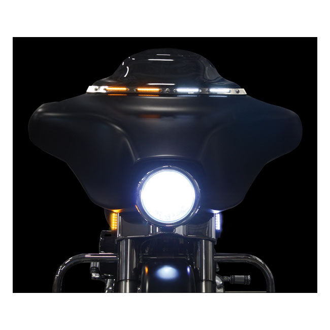 Custom Dynamics ProBEAM® Dynamic Strips™ V2 Front Turn Signals, Chrome Smoke - 06-13 Touring Light Strips Led Custom Dynamics