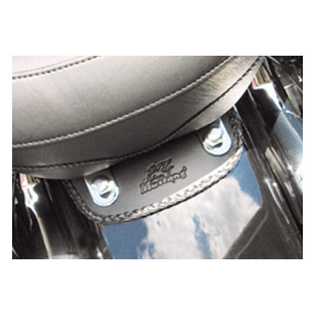 Mustang, mini fender bib. Plain with braided edges. Black FENDER BIBS Mustang