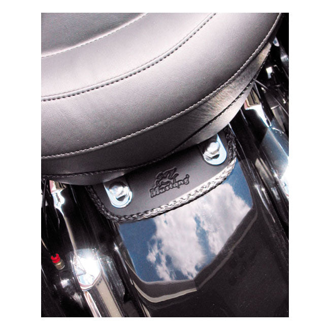 Mustang, mini fender bib. Plain with braided edges. Black FENDER BIBS Mustang