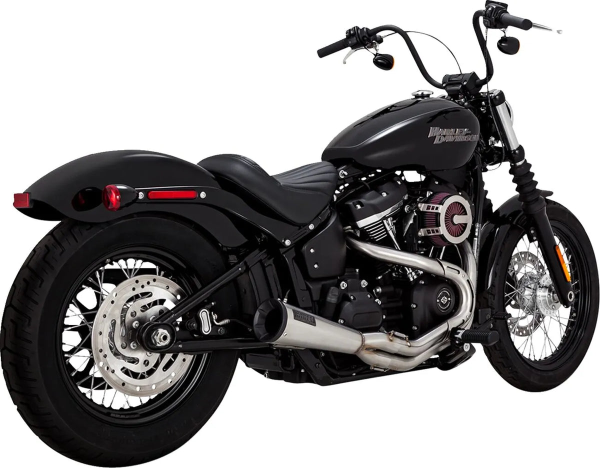 Upsweep 2:1 Exhaust System - 18+ Softail Full Exhaust System Vance & Hines Brushed