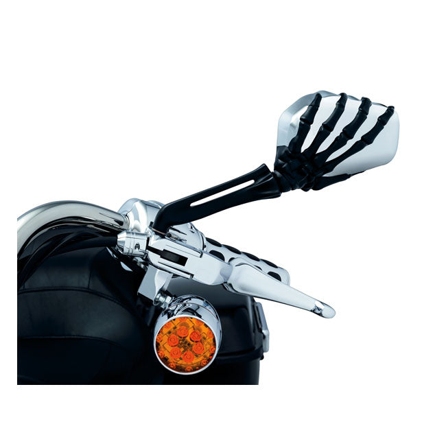 Kuryakyn, Skeleton-hand mirror set. Black hand, chrome head MIRRORS Kuryakyn