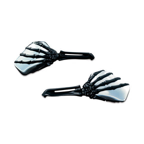 Kuryakyn, Skeleton-hand mirror set. Black hand, chrome head MIRRORS Kuryakyn