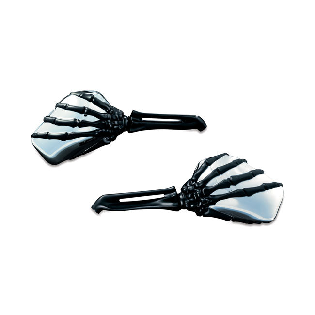 Kuryakyn, Skeleton-hand mirror set. Black hand, chrome head MIRRORS Kuryakyn