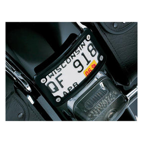 Kuryakyn, Curved laydown license plate frame. Black LICENSE PLATE MOUNT SETS Kuryakyn
