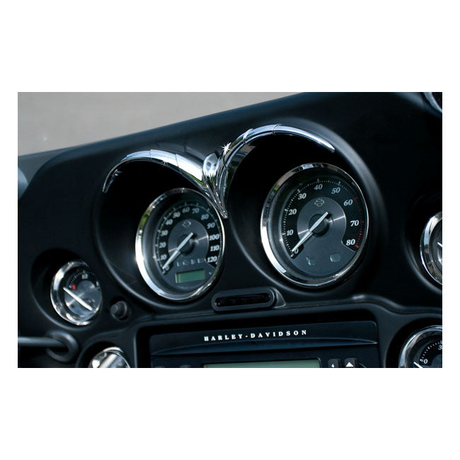 Kuryakyn, Speedo & tach brow. Chrome SPEEDOMETER/TACHO COVERS Kuryakyn