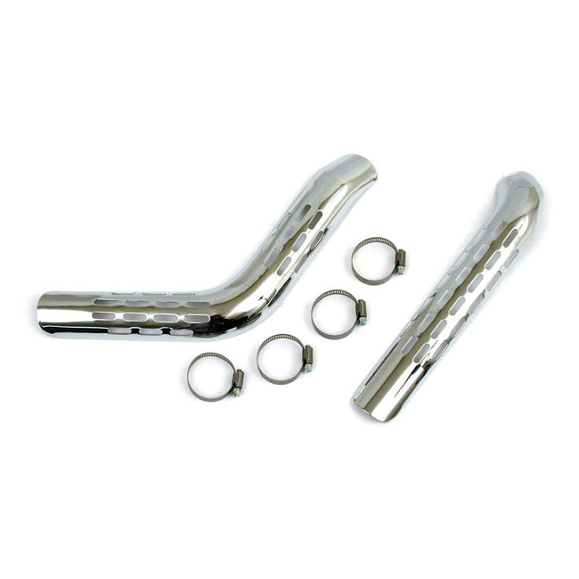 Big Twin Perforated Heat Shield Set Chrome Exhaust Heat Shields Mcs