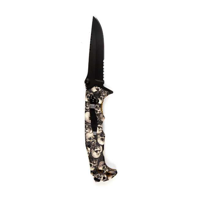 Knife skull & clip black ivory KNIVES Army Surplus