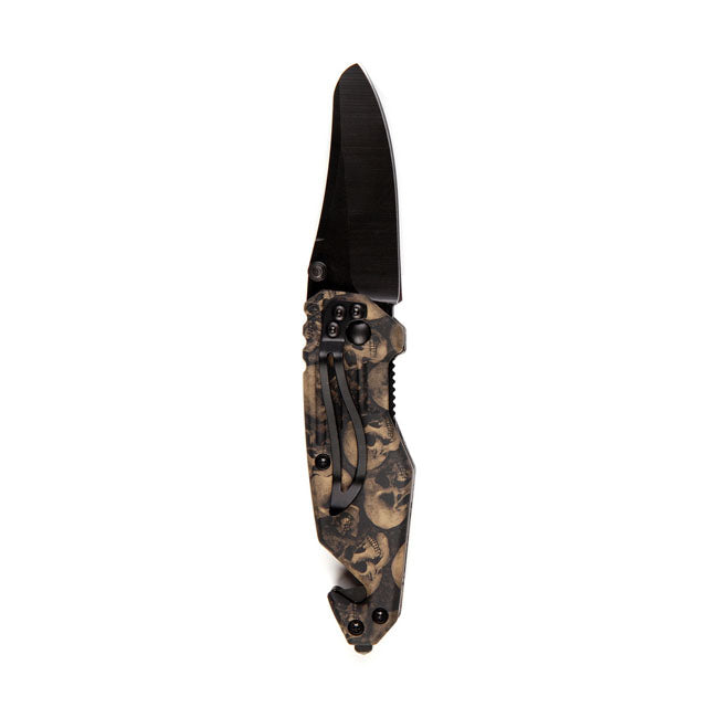 Knife skull & clip small black brown KNIVES Army Surplus