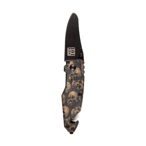 Knife skull & clip small black brown KNIVES Army Surplus