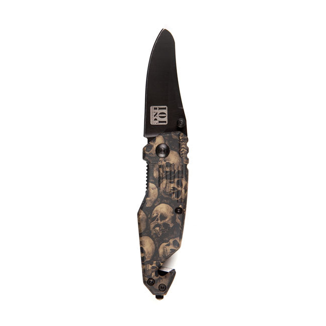 Knife skull & clip small black brown KNIVES Army Surplus