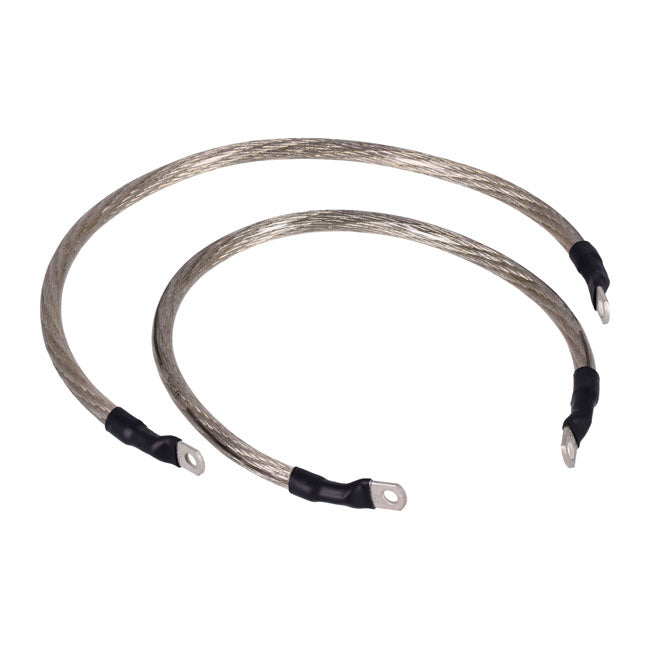 NAMZ, battery cable set. Clear. 19 inch (48cm) BATTERY CABLES Namz