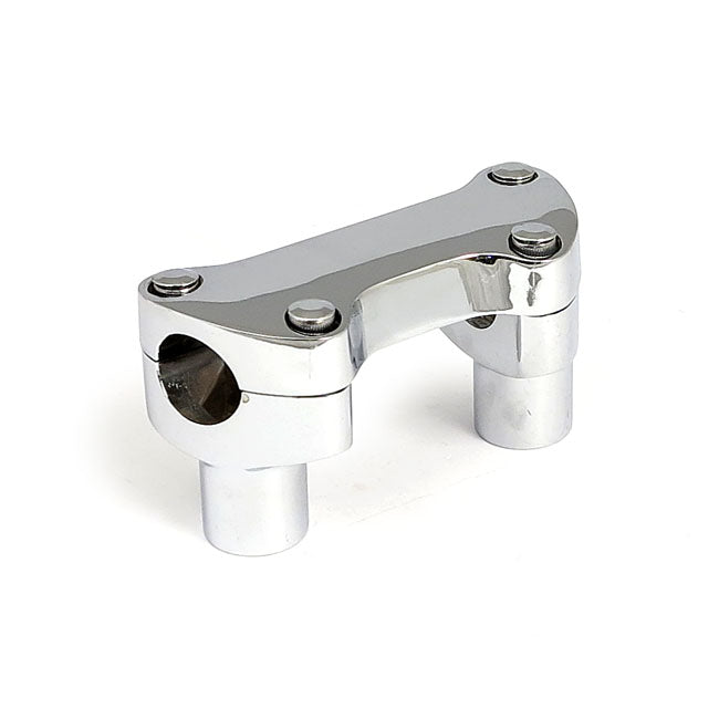 2" Rise Handlebar Riser Set + Top Clamp With Lip. Chrome Risers Mcs