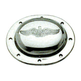 Paughco, derby cover. Chrome. Eagle embossed Derby Cover Paughco