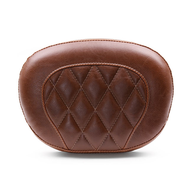 Mustang Sissy Bar Pad Vinyl Distressed Brown Diamond Stitch Large Sissy Bars Mustang