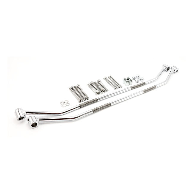 Universal Saddlebag Carrier Set. Chrome, Round Bar Saddlebags Support Kits Highway Hawk