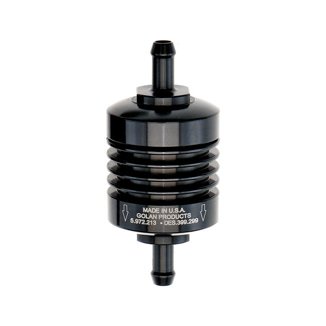 Golan Mini Fuel Filter 5/16" (8 Mm). Black Anodized Fuel Filter Golan Products