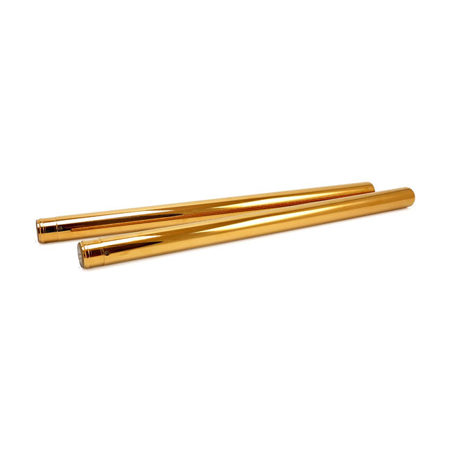 CC Eng. 39mm fork tubes, TNC Gold. 24-1/4" OAL FORK TUBES Custom Cycle Engineering