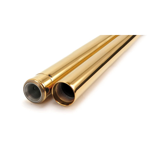CC Eng. 39mm fork tubes, TNC Gold. 24-1/4" OAL FORK TUBES Custom Cycle Engineering