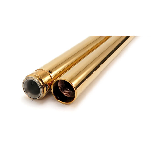 CC Eng. 41mm fork tubes, TNC gold. 20-1/4" OAL FORK TUBES Custom Cycle Engineering