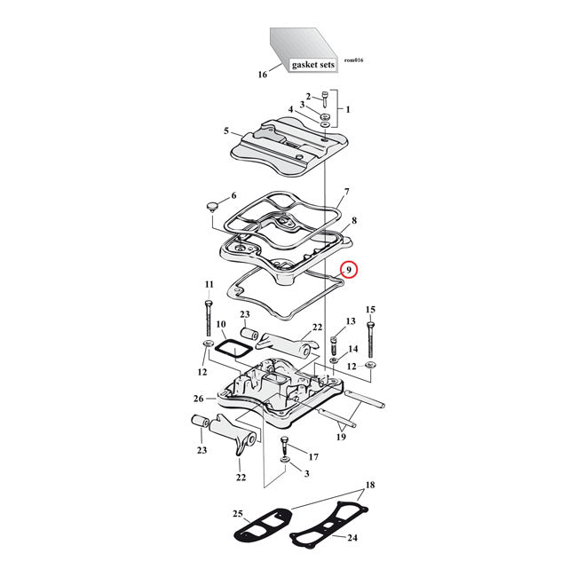 Cometic, lower rocker cover gasket. Rubber ROCKER COVERS GASKETS AND SEALS Cometic