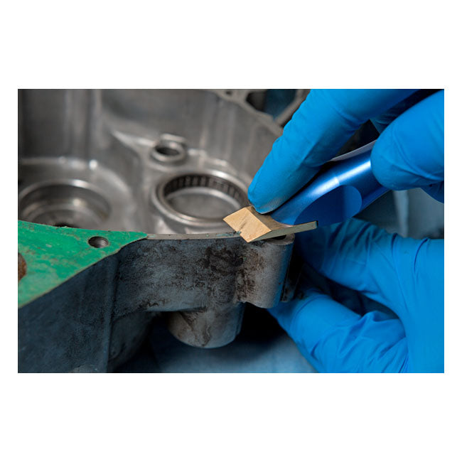 Motion Pro Ergonomic Gasket Scraper / Aluminum / Blue / Brass & Steel Blade Motion Pro