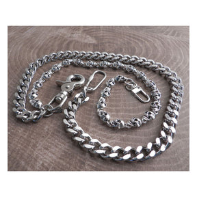 Amigaz Pewter Skull & Cut Leash Double Wallet Chain Wallets Amigaz
