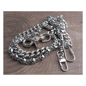 Amigaz Pewter Skull & Cut Leash Double Wallet Chain Wallets Amigaz
