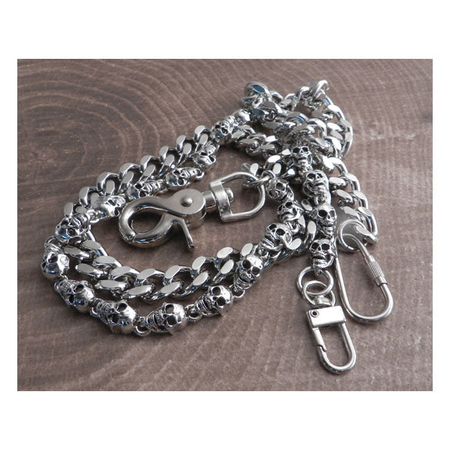 Amigaz Pewter Skull & Cut Leash Double Wallet Chain Wallets Amigaz