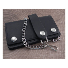 Amigaz Black Leather Biker Chain Wallet Wallets Amigaz