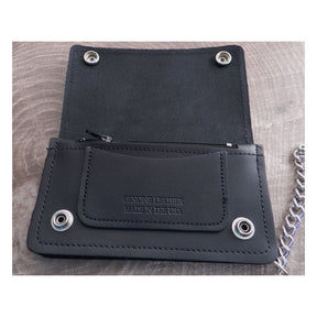 Amigaz Black Leather Biker Chain Wallet Wallets Amigaz