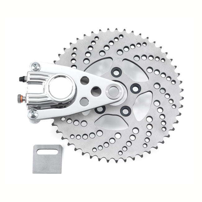 Kustom Tech Chopper Sprocket Brake Kit With Caliper, Polished Sprocket Brake Kits Kustom Tech