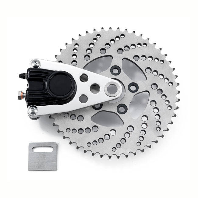 Kustom Tech Chopper Sprocket Brake Kit With Caliper, Black Sprocket Brake Kits Kustom Tech