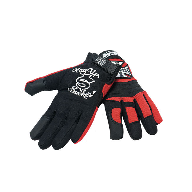 West Coast Choppers Riding Gloves - Black & Red Gloves West Coast Choppers S