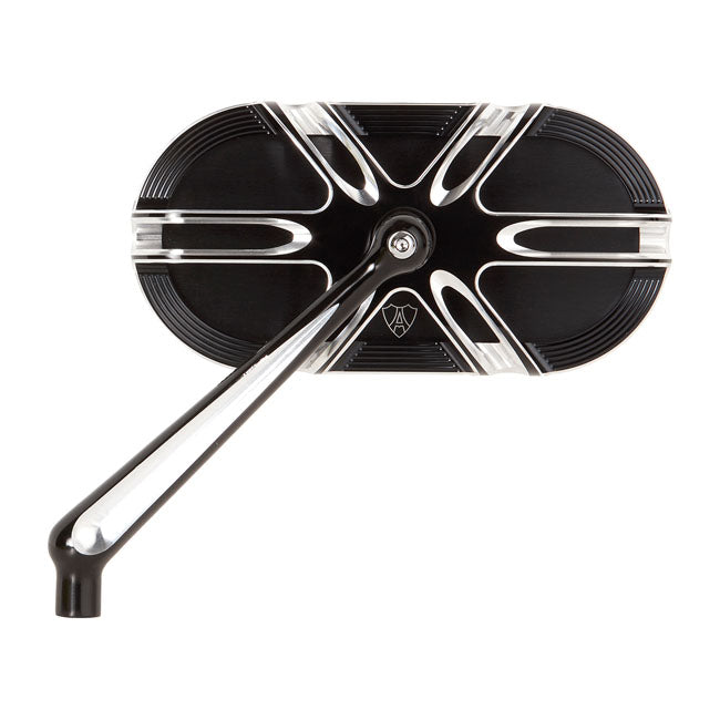 Left Deep Cut Forged Mirror, Black Mirrors Arlen Ness