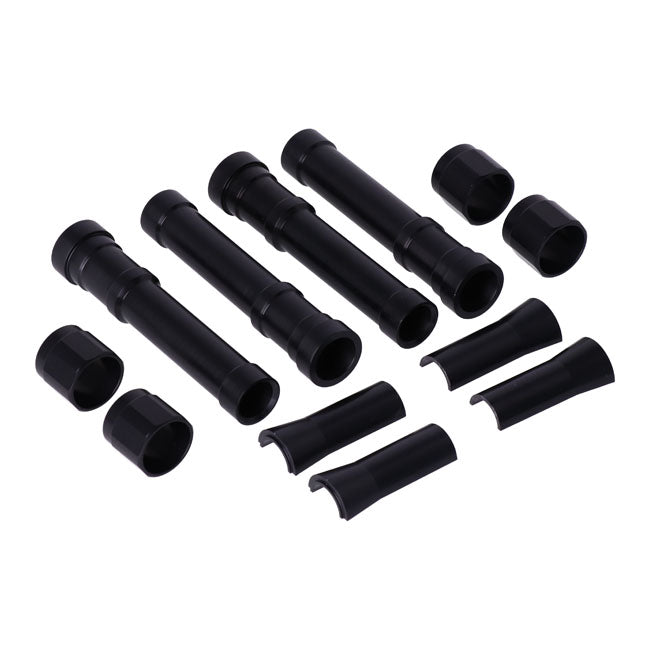 Dippert, Panhead Aluminum Pushrod Cover Set. Black Pushrod Covers Dippert